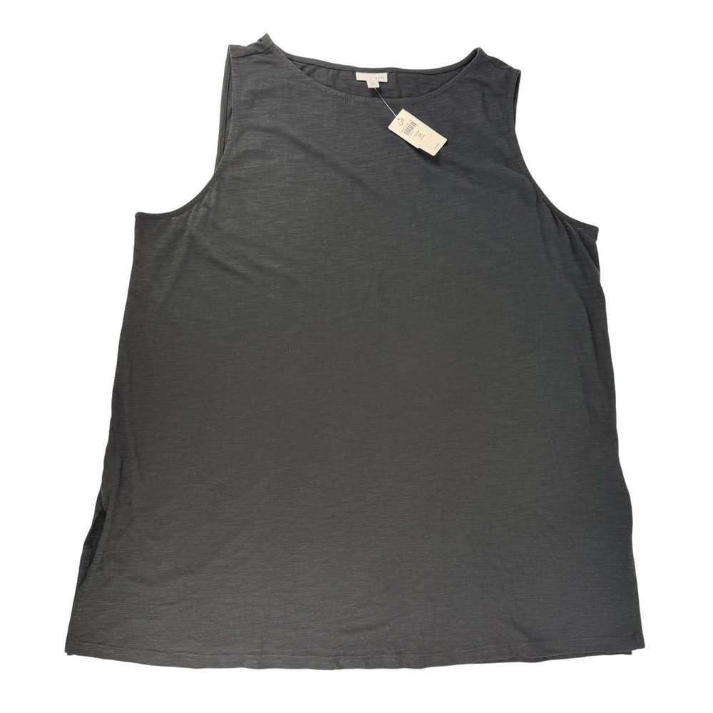 J. Jill Pure Jill Black 100% Cotton Slub Knit Sleeveless Tunic Top 3X NWT